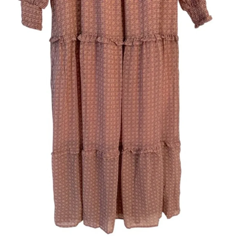 Gibsonlook | Dusty Rose & Mauve Long Sleeve Maxi Tiered Dress Size XXS